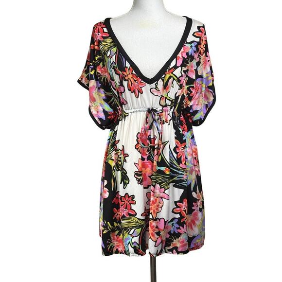 Nanette Lepore Swim coverup, black floral, medium, resort, vacation, beach - Picture 1 of 10